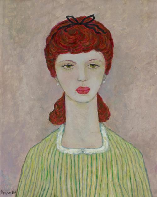 Josef Nowinka Frau mit Perlenohrringen - LÄKEMÄKER