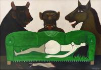 Josef Nowinka - Liegende mit Tieren