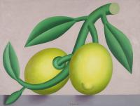 Hans Ticha - Zitronen auf rosa Grund