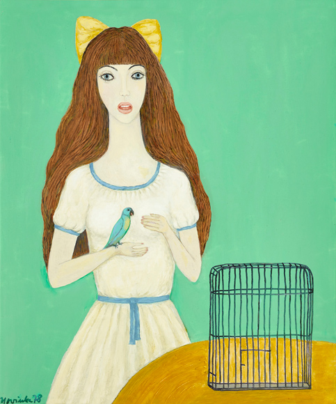 Josef Nowinka M&auml;dchen mit Wellensittich - LÄKEMÄKER