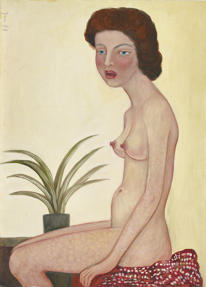 Josef Nowinka Akt vor Zimmerpflanze - LÄKEMÄKER