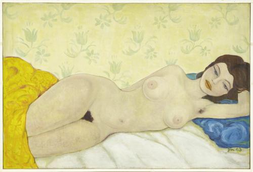 Josef Nowinka Liegender Akt auf blauem Kissen - LÄKEMÄKER